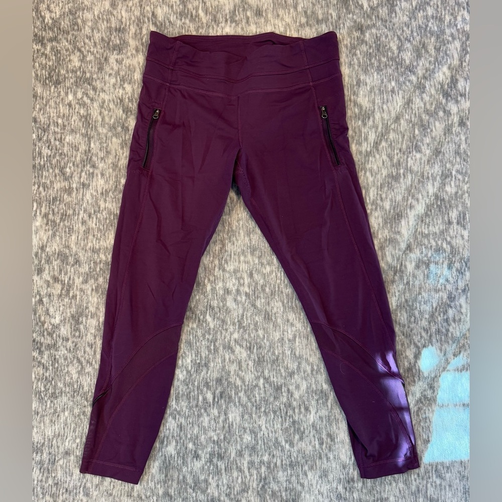 Lululemon 4 Run Inspire Tight II Brushed Dark Magenta 7/8 Tight Women's, Sz 10